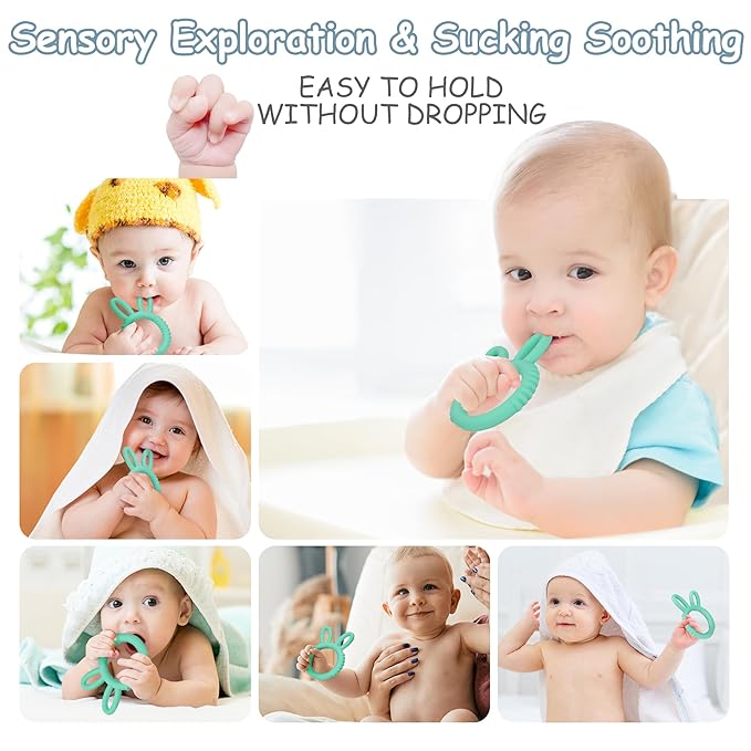 WAJIAYON Baby Teething Toys for Babies 3-6 Months Set of 12,Baby Toys 6 to 12 Months,2 InfantFruit Feeders for Babies Teether Relief Soothing Sore Gums Chew Infant Toys, Freezer BPA Free