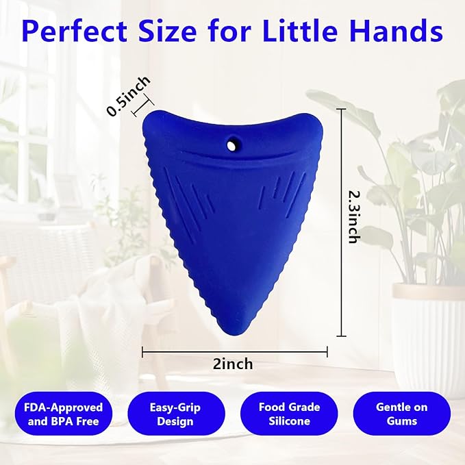 Chew Necklaces for Sensory Kids, 3 Pack Sensory Toys Silicone Chewy Necklace Sensory for Babies Toddlers, Baby Teething Toys for 0-24 Months Oral Motor Stimulation (Triangle)