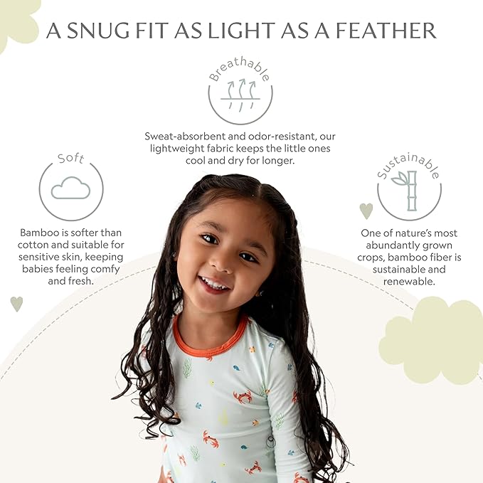 Toddler Pajamas – 95% Bamboo Viscose, 5% Spandex – Soft, Breathable Long-Sleeve Pajama Set for Kids, Sleepwear, Imported