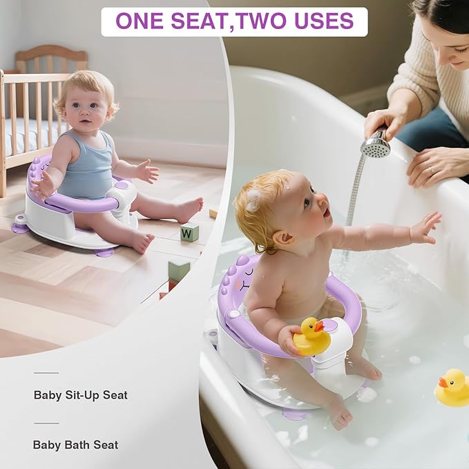 Baby Bath Seat for Babies 5 Months & Up - Non-Slip Bath Seat for Sitting Up with Baby Essentials Kit, Soft Cushion & Compact Design, Toddler Bathtub Seat