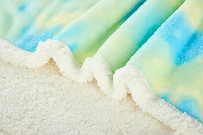 Cute Cozy Fluffy Warm Baby Blanket 30" x 40"for Boys Infants Toddlers' Bedding Crib Cot Stroller, Baby Shower Birthday Newborn's Gift (Tie Dye Blue)