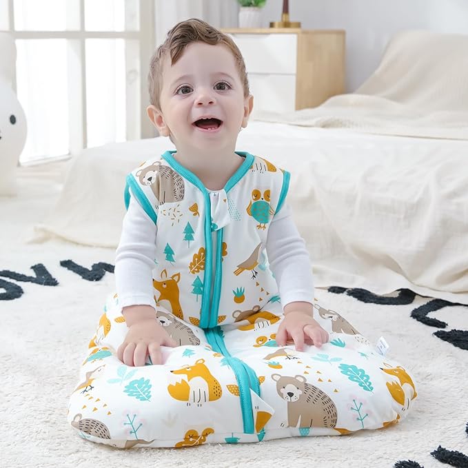 Mosebears Sleep Sack Baby Winter Wearable Blanket with 2-Way Zipper,2.5 TOG Cotton Sleep Sack Unisex (Animal World, 12-18 Months)