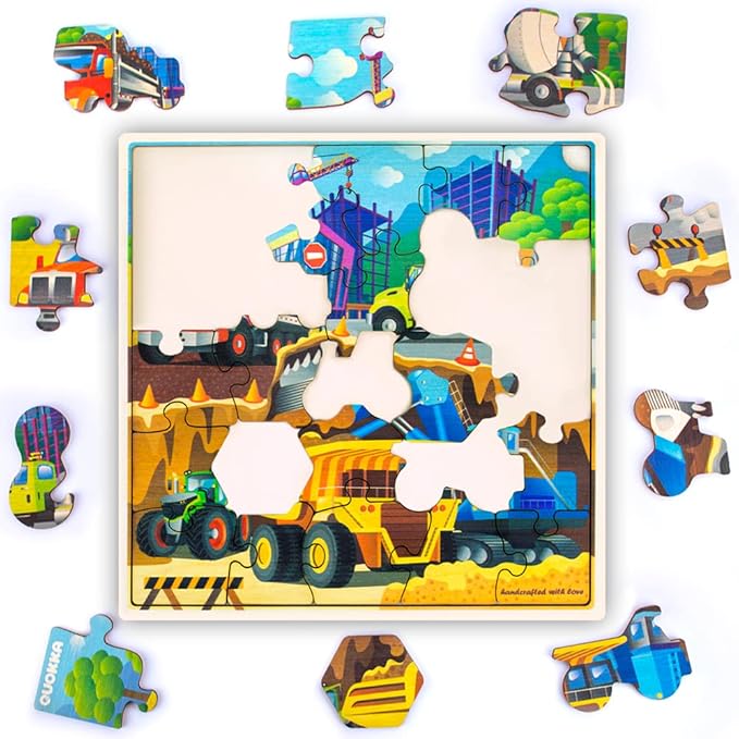QUOKKA Wooden Transport Puzzles for Kids Ages 3-5 – 28 Pieces Toddlers Kids Puzzles Ages 4-8 Year Olds – Wood Transport Toys for Children Games for Boys and Girls 6-8 yo