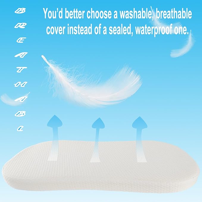 Mecc ecoh Baby Bassinet Mattress, 100% Breathable Cover, Water-Resistant Lining, Hourglass 30"x18"x2" Fit for Halo BassiNest Bassinet Series
