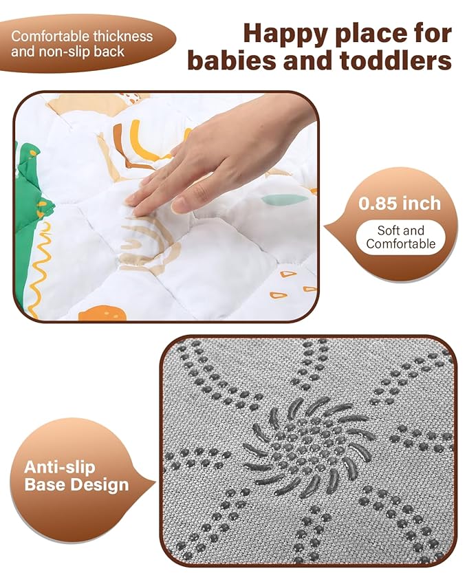 Baby Play Mat 71"x59", Non-Slip Baby Mat for Floor, Soft Thicker Playpen Mat, Portable Playmat, Crawling Mat for Babies, Toddlers & Infants to Play and Learn(Animal)