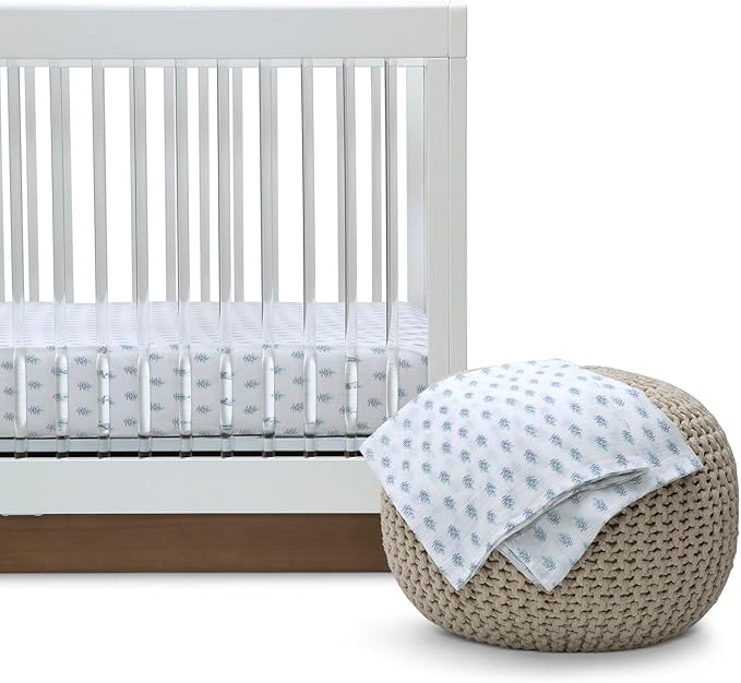 Delta Children 100% Cotton Muslin Baby Receiving Blankets for Girls and Boys – 47x47 Inches (Pack of 2), Blue Botanicals