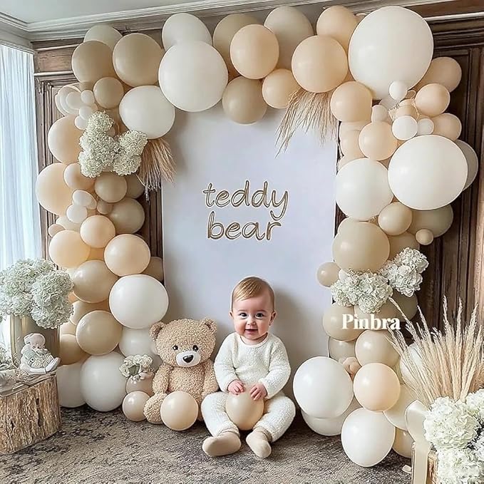 White Balloon Arch Double Stuffed White Sand Cream Beige Balloon Garland Kit Neutral Nude Balloons for Boho Baby Shower Bridal Shower Wedding Baptism Party Decorations