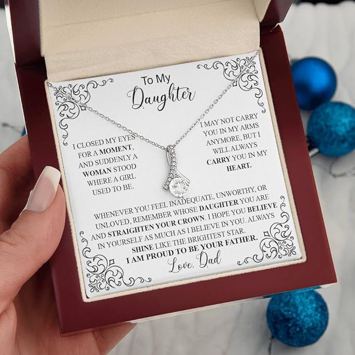 To My Daughter Gift Necklace From Dad or Mom - Badass Daughter Jewelry With Heartfelt Message & Elegant Box