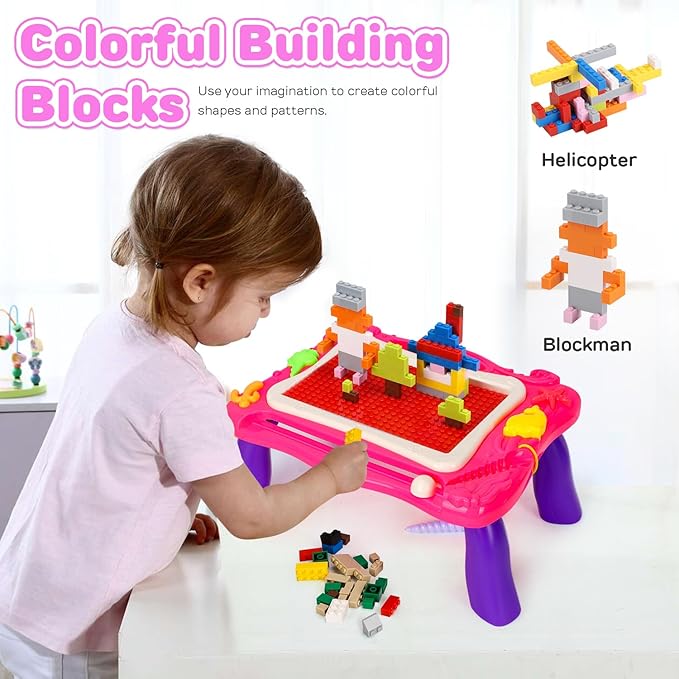 TOY Life Magnetic Drawing Board for Toddlers 1-3 Magnetic Doodle Board for Toddlers Drawing Table for Kids with Toy Building Blocks Doodle Board for Toys for Kids Gifts for Toddler