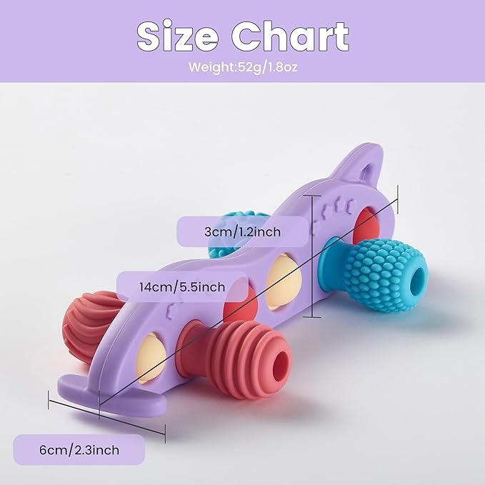 Baby Teething Toys Silicone Car Teether for Baby BPA Free Sensory Chew Toy (Purple)