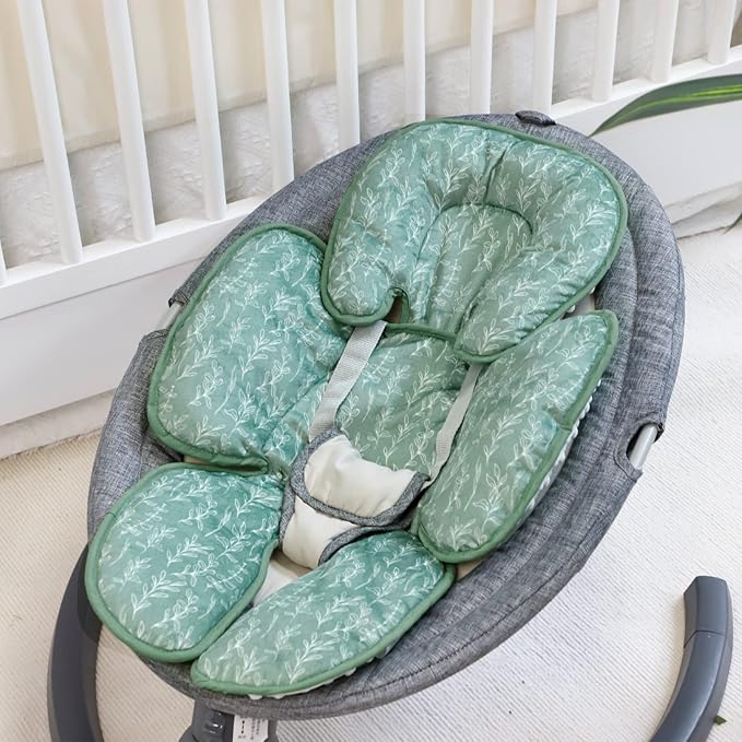 Baby Car Seat Head and Body Support,2-in-1 Reversible CarSeat Insert,Soft Cushion for Stroller, Swing, Bouncer,Green Sage