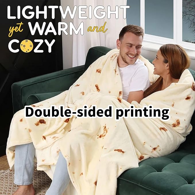 74in Burrito Tortilla Blanket White Elephant Gifts for Adults Useful Taco Throw Blankets Woemn Men Party Cool Stuff Novelty Gag Soft Fleece Wrap