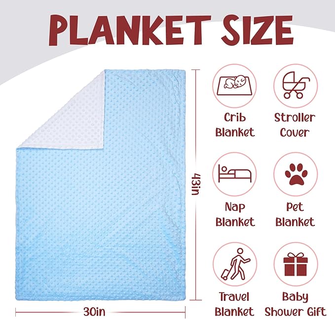 Personalized Baby Blanket with Embroidered Name, Custom Blanket for Girls Boys, Personalized Christmas Birthday for Girls Boys Newborn Essentials (Blue-White)