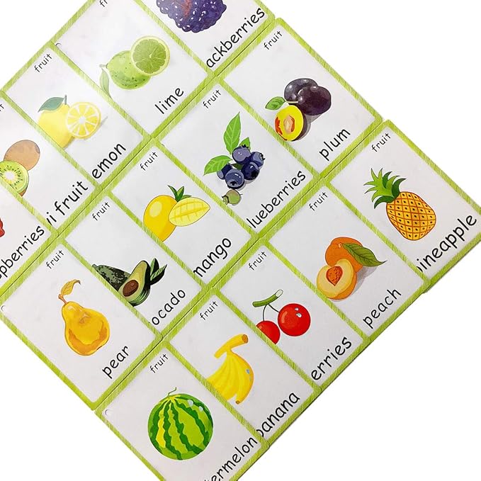 Set of Fruits Flash Cards for Toddlers(21 pc) | Kids Learning Flashcard & Montessori Pocket Cards Toys | Perfect for Pre-K Decor Background Wall Stickers, Teacher/Autism Therapists Tools
