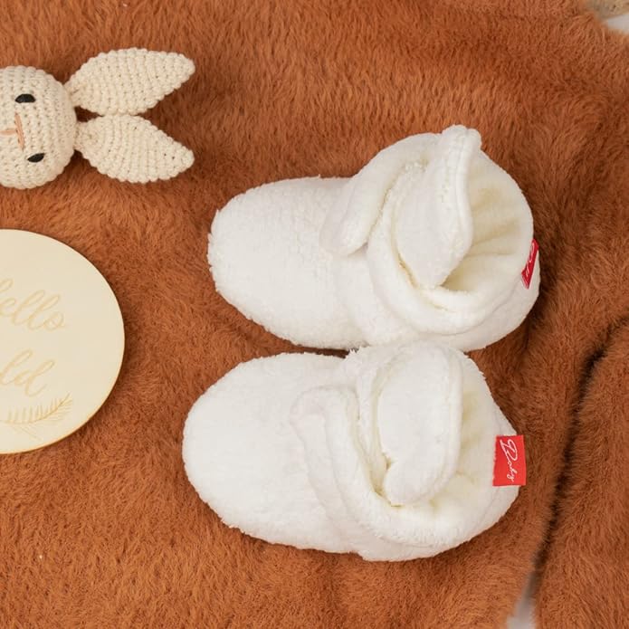 Sawimlgy Newborn Infant Baby Girl Boy Cotton Booties Stay On Sock Slippers Soft Bedroom Shoes Non-Skid Ankle Boots With Grippers Toddler Crib Warm Shoe First Walker Birthday Shower