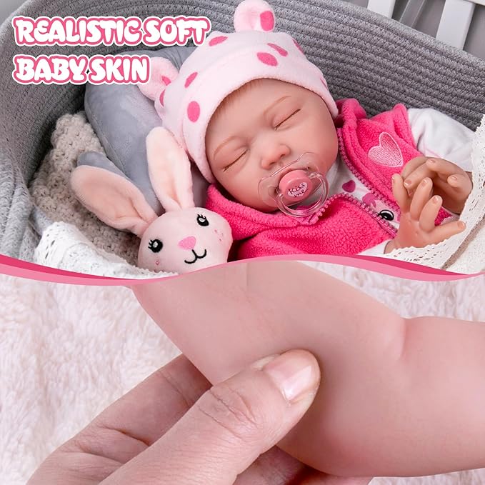 Aori Lifelike Reborn Baby Dolls - 22 Inches Realistic Newborn Girl Doll That Look Real with Feeding Kit & Gift Box for Kids 3+