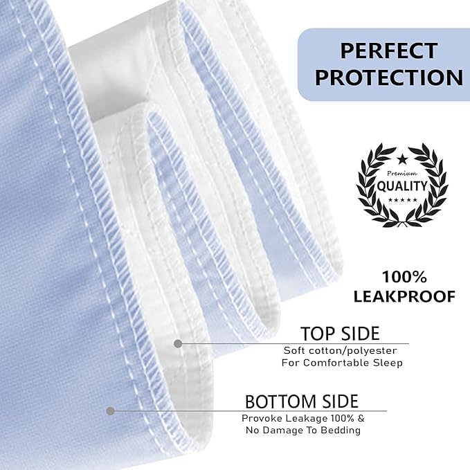 Platinum Care Reusable Bed Pads - Waterproof & Washable - Mattress & Chair Protector for Adults, Kids, Elderly & Pets - Blue - Pack of 4 - 18x24