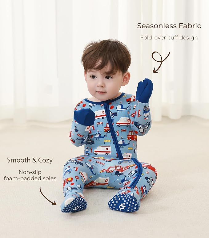 Baby Boys Girls Romper-Viscose Made from Bamboo, Long Sleeve Jumpsuits Soft Footless Rompers, Unisex