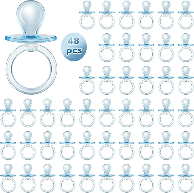 Jetec 48 Pieces 2.5 Inch Acrylic Baby Pacifiers Gender Reveal Party Decorations for DIY Baby Shower Birthday Party Favors(Blue)