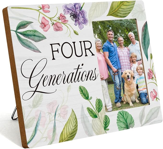 Four Generations Picture Gifts for Grandparents Family Four Generations Living Together Photo Frame Table Desk Decor for Home Livingroom Bedroom Tabletop Display Frame