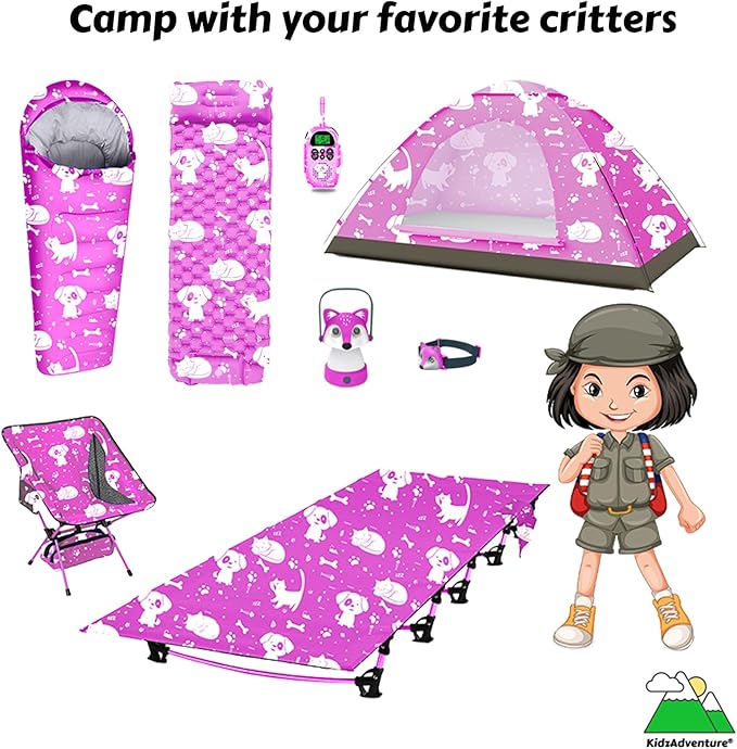 Kids Camping Cot and Toddler Travel Bed | Lightweight and Compact Cots for Sleeping | Portable Folding Cot for Toddler, Kids, Youth and Even Adults (Pink, 63" x 23.5")