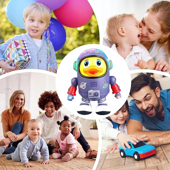 Dancing Space Duck Toy, Cute Space Duck Singing Walking Dancing Toys, Walking Duck Baby Robot, Electric Dancing Duck Toy Baby Musical Toys, Cute Singing Walking Duck Toys with Music LED Lights