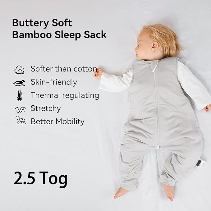 BubblePanda Rayon Made From Bamboo Toddler Sleep Sack with Feet 12-24 Months 2.5 Tog Winter Ultra Soft Warm Baby Sleep Bag Walker 1t-2t Quilted Thick Wearable Blanket with Legs 2-Way Zipper