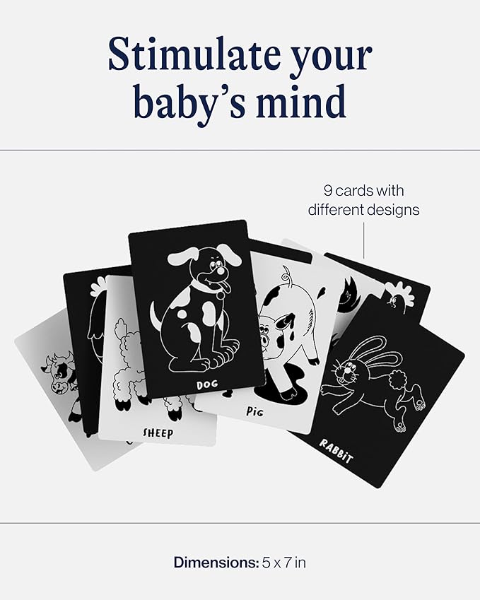Lalo Art Cards - Soy-Based Ink, High Contrast Farm Animal Cards for Baby, Set of 9