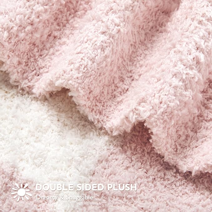 EVERGRACE Soft Plush Baby Blanket for Boys Girls with Print Animal Pattern, Fleece Fuzzy Toddler Nursery Blanket Lightweight Warm Cozy Throw Blanket for Baby Crib, Bed, Bunny, Crystal Pink, 50"x60"