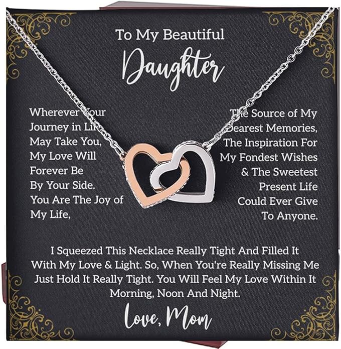 To My Daughter Gift Necklace From Dad or Mom - Badass Daughter Jewelry With Heartfelt Message & Elegant Box
