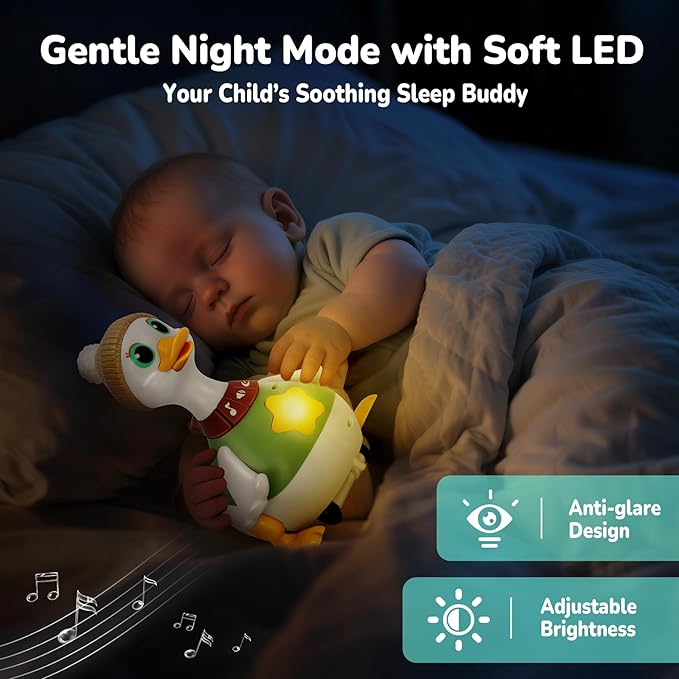 Hestiasko Dancing Duck Toy for Babies 6-36 Months, Musical Crawling & Tummy Time Toy Set with Magnetic, Learning Crawl Interactive Baby Toys for Toddlers 1-3 Birthday Easter Gifts for Boys Girls
