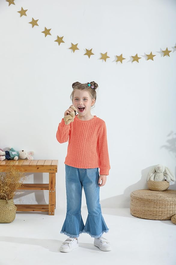 Mioglrie Toddler Girl Clothes Little Girl Denims Outfits Jeans Pants Set Little Baby Toddler Baby Clothes for Girl