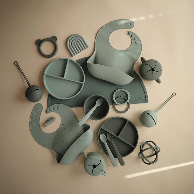 mushie Silicone Pacifier Holder Case (Cambridge Blue)