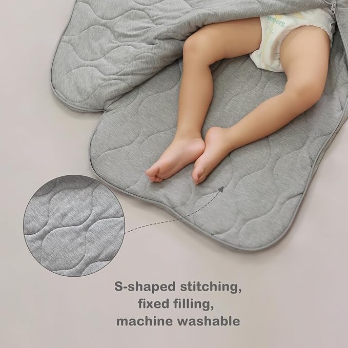 Mosebears Unisex Rayon Made from Bamboo Wearable Blanket with 2-Way Zipper,2.5 Tog Baby Winter Sleep Sack (Grey,6-18 Months)
