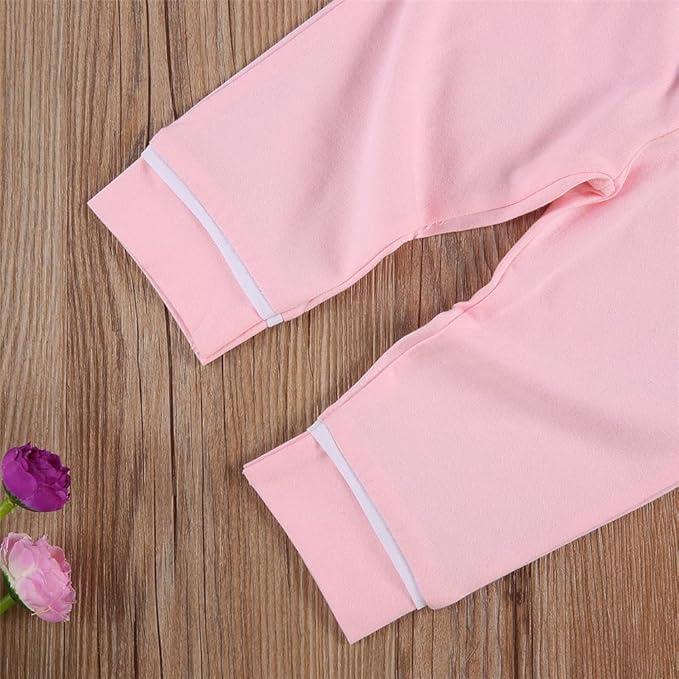 Toddler Kids Baby Girl Solid Pjs Ruffle Long Sleeve Button Shirt Top and Pants Cotton 2Piece Pajamas Set