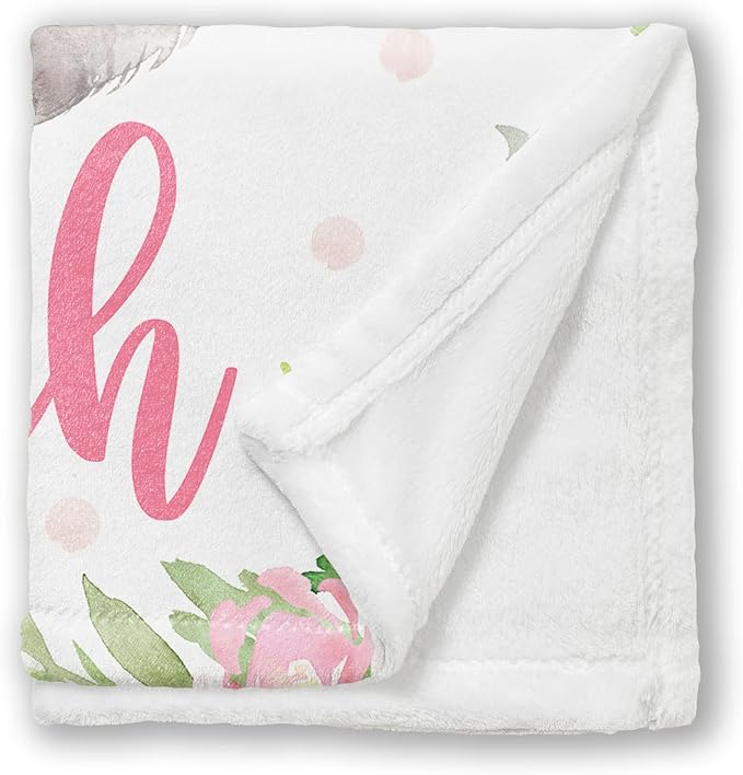 Arteaga Personalized Bunny Blanket for Girls, Customized Baby Blanket for Newborns, King Size