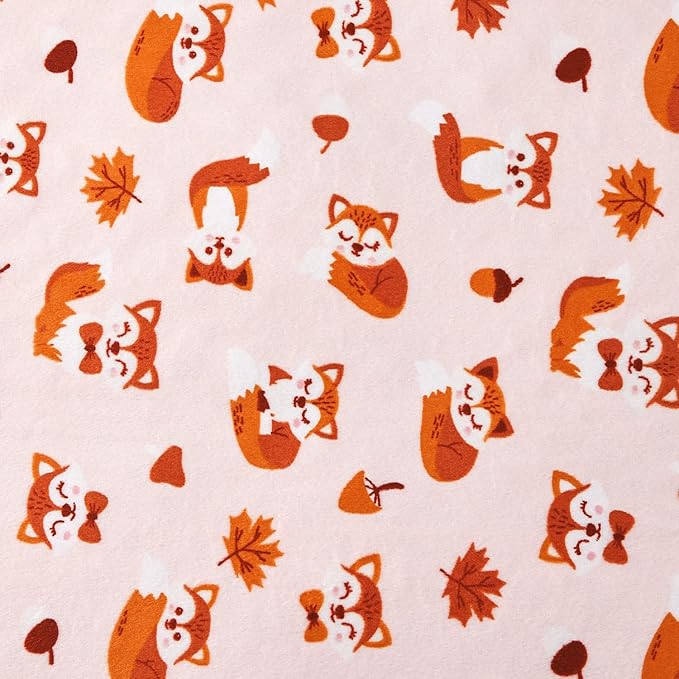 DaysU Silky Micro Soft Plush Baby Blankets Unisex with Print Animal Pattern and Soothing Raised Dots, Double Layer Bed Throws for Toddler Cot, Fox, Orange, 50x60 Inches