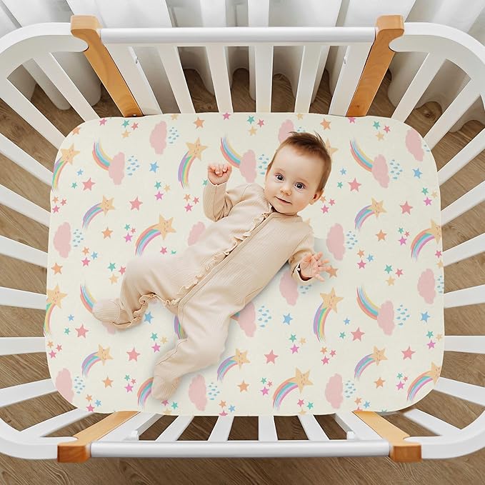 Shooting Star Crib Sheets for Neutral Bassinet Play Sheets,Sheets Toddler Bed Sheets for Baby Boys Girs 39 * 27 * 5in