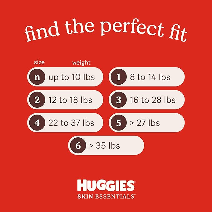 Huggies Size 5 Diapers, Skin Essentials Baby Diapers, Size 5 (27+ lbs), 50 Count