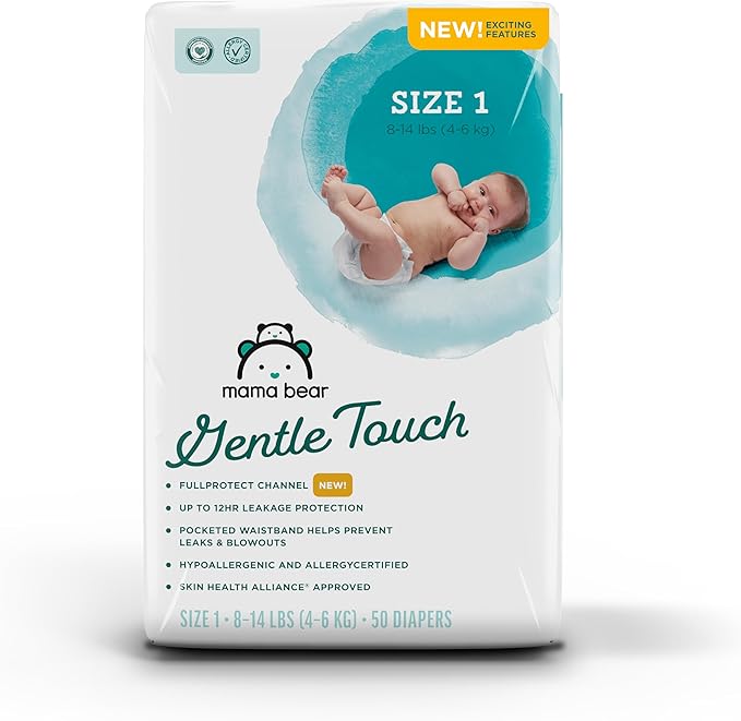 Amazon Brand - Mama Bear Gentle Touch Diapers, Size 1, 49 Count