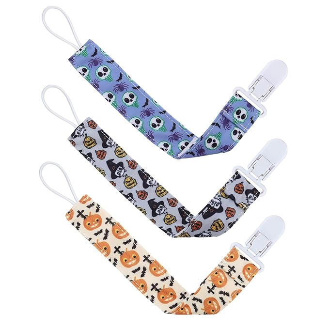 ALVABABY Paci Clip 8 Pack Holder Leashes for Newborn Baby Boys Girls Halloween 8DP04-DA