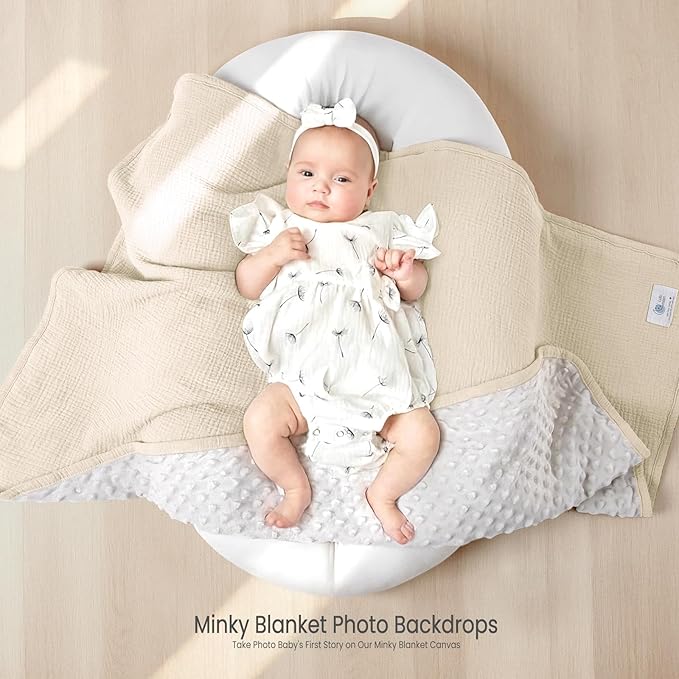 lulumoon Baby Blanket for Newborn Receiving: Minky Dot & Muslin Lightweight - Thermal Blanket Gift for Baby Shower & Hospital Welcoming 30"x40"(Ivory)