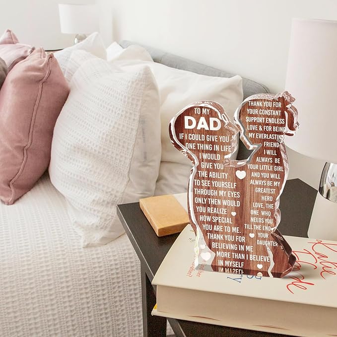 MAMAGIFTREE Fathers Day Presents from Daughter – Heartfelt Acrylic Plaque for Dad, Unique Father Daughter Desk Decor Sign – Birthday, Christmas or New Dad Present from Girl