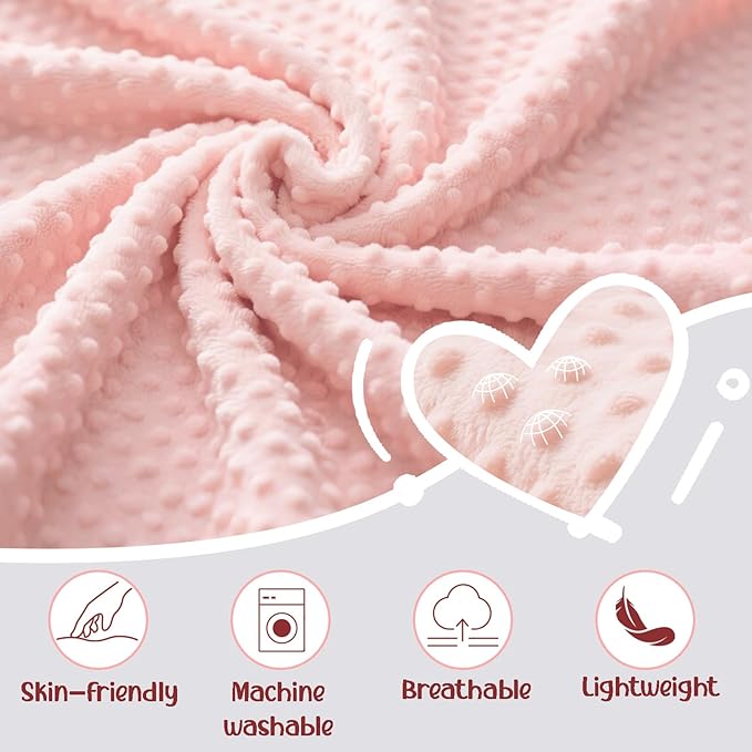 Personalized Baby Blanket with Embroidered Name, Custom Blanket for Girls Boys, Personalized Christmas Birthday for Girls Boys Newborn Essentials (Cherry-Pink)