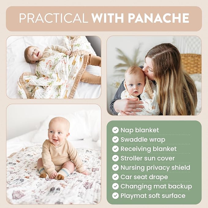 Organic Cotton Muslin Baby Blanket for Boys and Girls - Luxurious Soft Toddler Quilt for Swaddling - Gender Neutral Blankets Makes a Great Pastel Floral