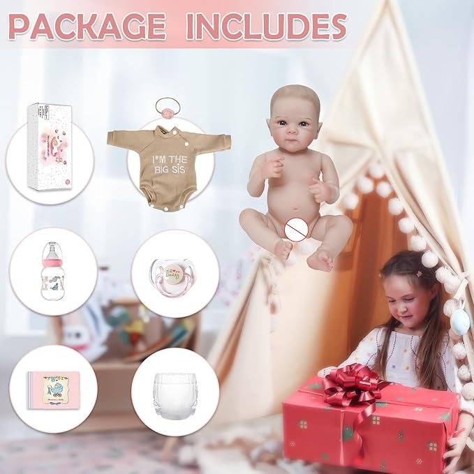 Realistic Reborn Baby Dolls - 20 Inch Cute Silicone Baby Girl Doll, Lifelike Newborn with Full Vinyl Body,Real Life Baby Dolls with Accessories for 3+ Years Old Kids Gifts