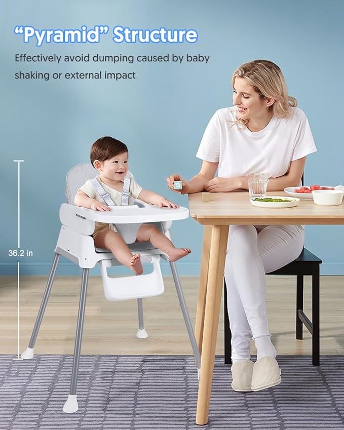 3 in 1 Baby High Chair, Bellababy Adjustable Convertible Chairs for Babies and Toddlers, Compact/Light Weight/Portable/Easy to Clean