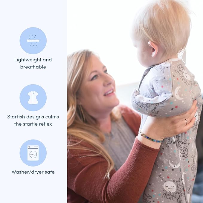 SleepingBaby Zipadee-Zip Transition Swaddle - Cozy Baby Swaddle Blanket with Zipper Convenience - Roomy Wearable Blanket for Easy Diaper Changes - Goodnight Moon, Large (12-24 Month)