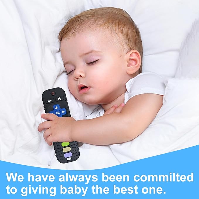 Teething Toys, Food Grade Silicone Teether for Babies 3 6 12 18 Months, TV Remote Control Shaped Baby Teether Toys Chew Toys for Infants, BPA Free, for Baby Gum Relief