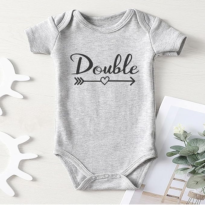 Double Trouble Twin Outfits For Boy And Girl Newborn Twins Baby Items Must Haves Twin Announcement